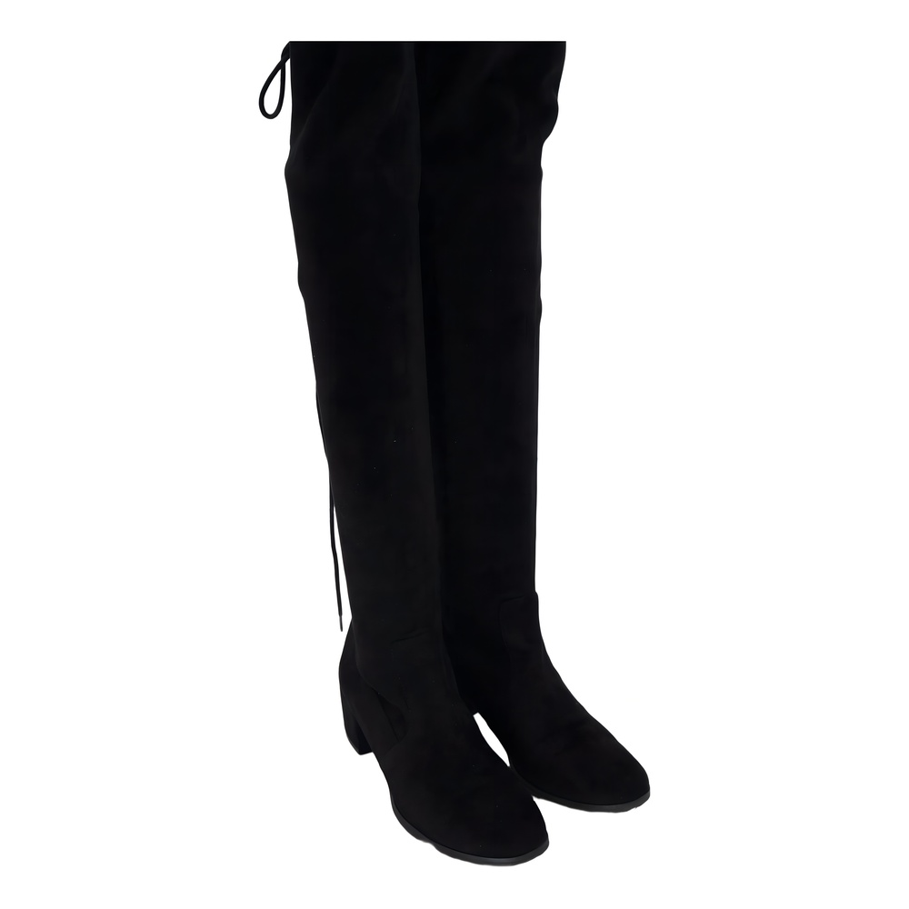 Generic Black Over The Knee Block Heel Boots Pointed Toe Size 5.5